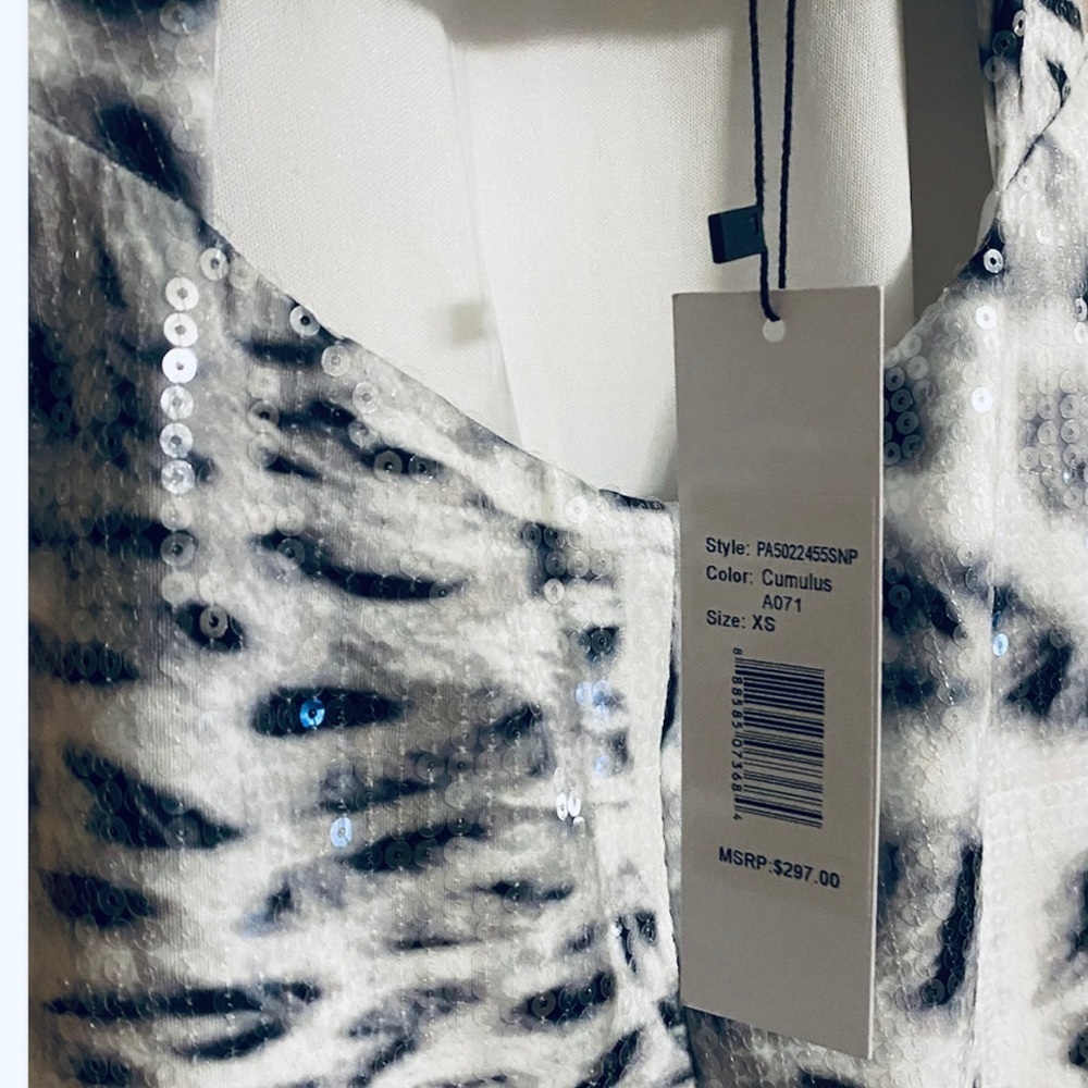 Parker Snow Leopard Print Mini Dress Open Back Cutout Shimmer Textured XS - Picture 7 of 8